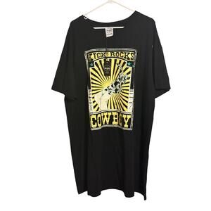 Daisy Rue Kick Rocks Cowboy Tee – Plus Size 2X – Black & Yellow Western Shirt